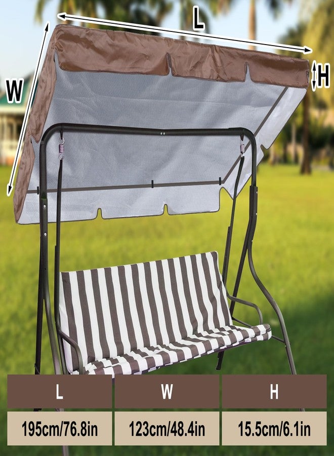GliCraft LED Lighted Porch Swing Canopy, 77 x 49 Inch, Brown, Polyester, Contemporary Style, SWING, Porch Swings - Image 2