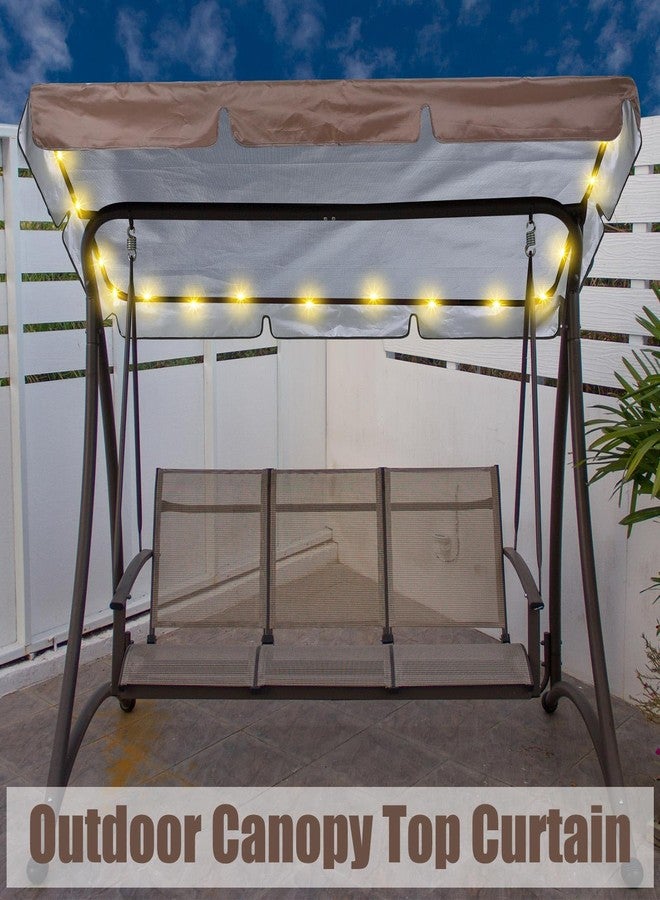 GliCraft LED Lighted Porch Swing Canopy, 77 x 49 Inch, Brown, Polyester, Contemporary Style, SWING, Porch Swings - Image 3