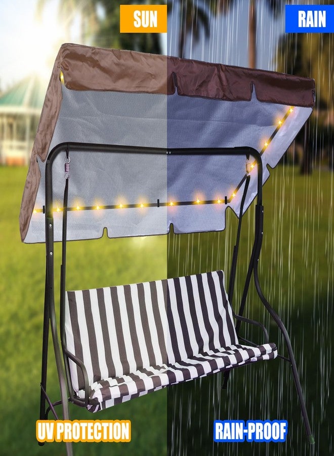 GliCraft LED Lighted Porch Swing Canopy, 77 x 49 Inch, Brown, Polyester, Contemporary Style, SWING, Porch Swings - Image 5