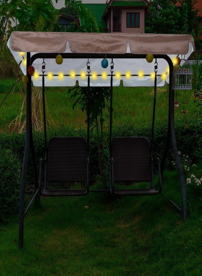 GliCraft LED Lighted Porch Swing Canopy, 77 x 49 Inch, Brown, Polyester, Contemporary Style, SWING, Porch Swings - Image 4