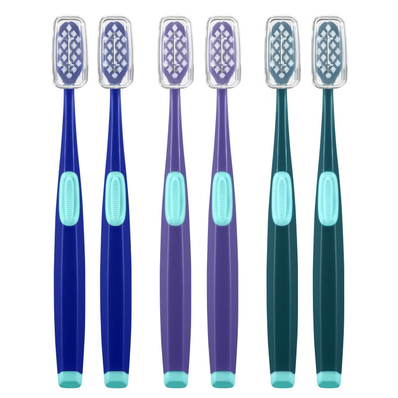Frekare Extra Soft Toothbrushes for Adults Ultra Soft Toothbrushes with Covers 10000 Micro Nano Bristles for Sensitive Teeth Gum Recession and Elderly Travel Wide Head 6 Count