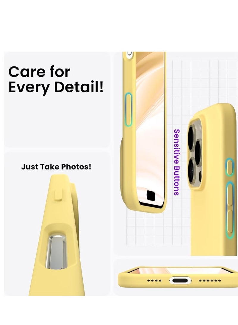 Soft Liquid Silicone Gel Case for iPhone 16 Pro Max - Full Body Shockproof Protection with Matte Finish & Soft Microfiber Lining (Yellow) - Image 3