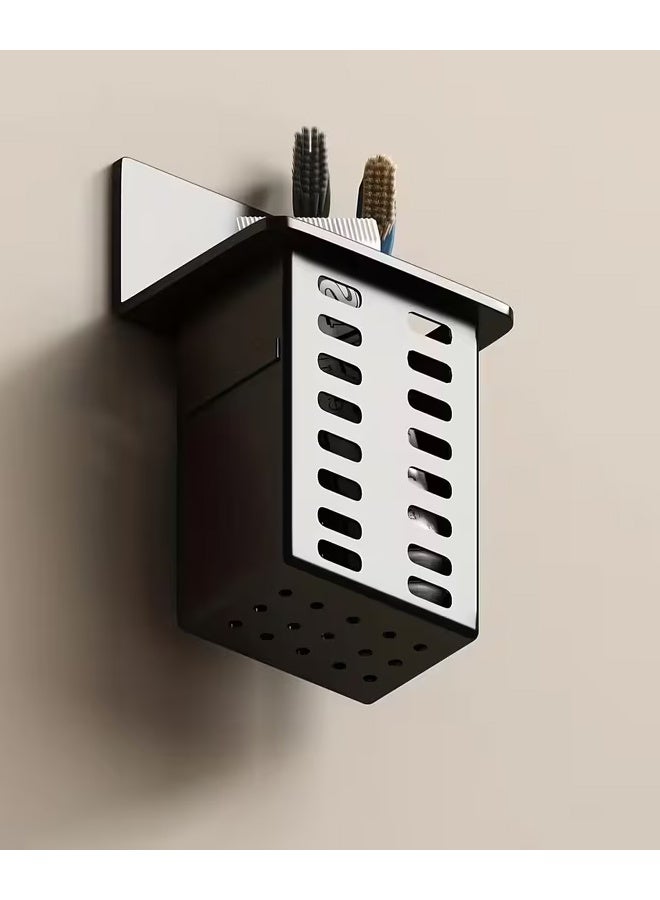 TaqwaMart Wall-mounted bathroom storage rack for toothbrushes and toothpaste, no drilling required. - Image 2