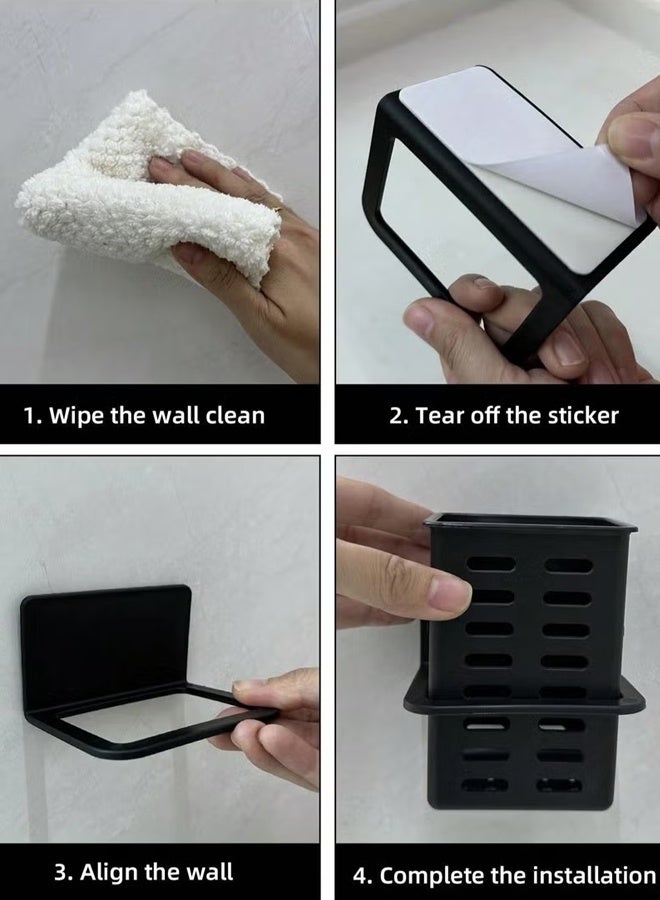 TaqwaMart Wall-mounted bathroom storage rack for toothbrushes and toothpaste, no drilling required. - Image 4