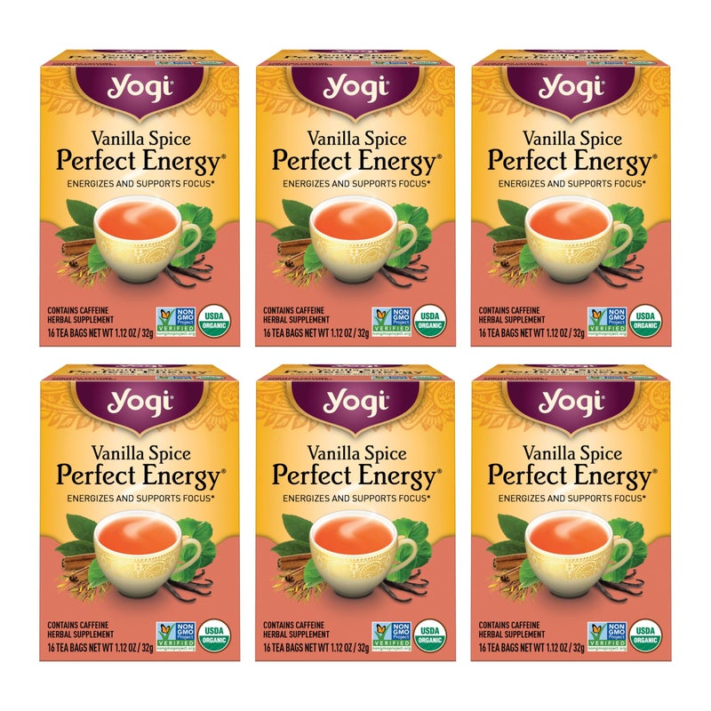 Yogi Tea Vanilla Spice Perfect Energy Tea - 16 Tea Bags per Pack (6 Packs) - Organic Vanilla Energy Tea - Focus Tea - Includes Green Tea, Black Tea, Ashwagandha, L-Theanine & More - Image 1