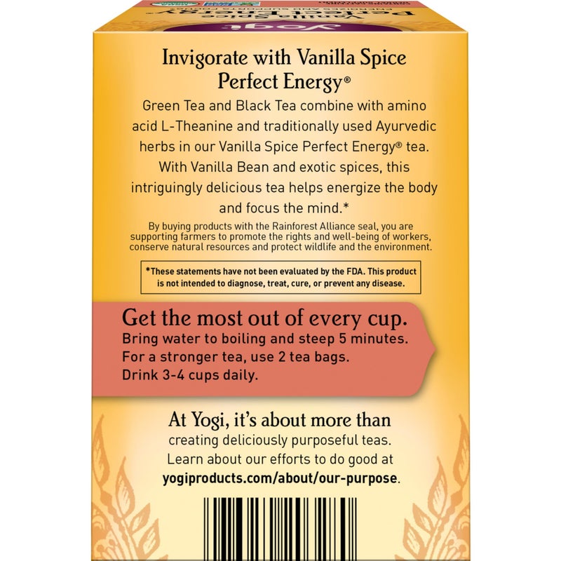 Yogi Tea Vanilla Spice Perfect Energy Tea - 16 Tea Bags per Pack (6 Packs) - Organic Vanilla Energy Tea - Focus Tea - Includes Green Tea, Black Tea, Ashwagandha, L-Theanine & More - Image 2