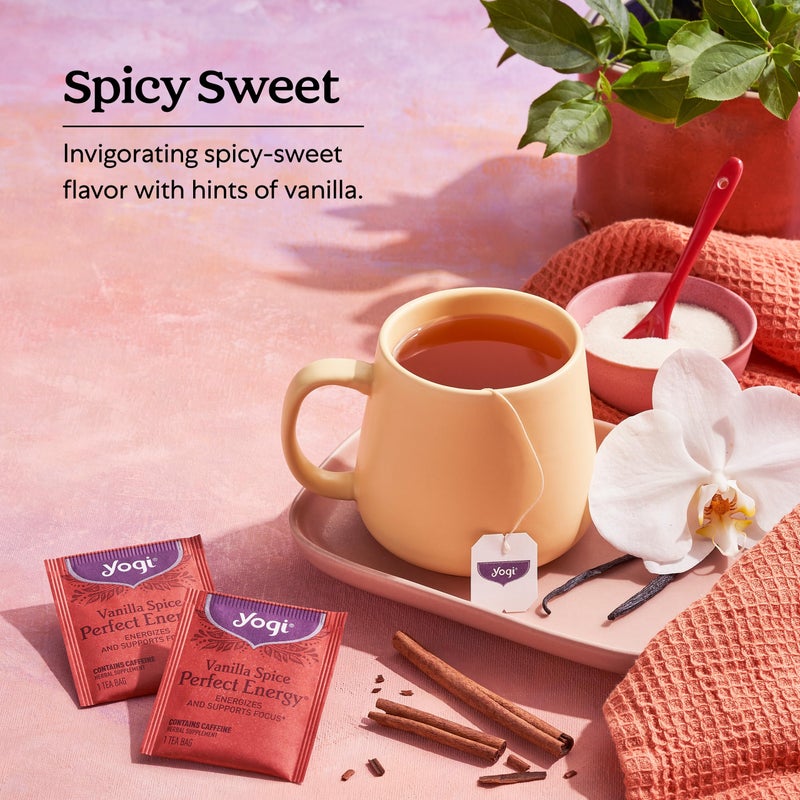 Yogi Tea Vanilla Spice Perfect Energy Tea - 16 Tea Bags per Pack (6 Packs) - Organic Vanilla Energy Tea - Focus Tea - Includes Green Tea, Black Tea, Ashwagandha, L-Theanine & More - Image 4