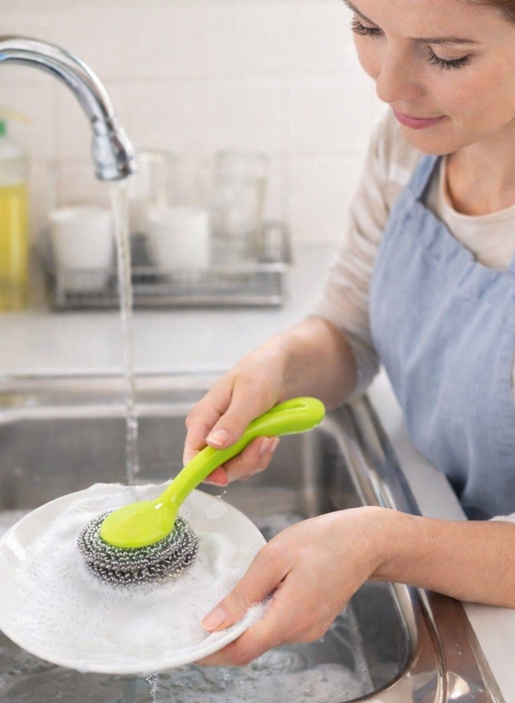 ال واي 3 قطع من ليف تنظيف فولاذي بمقبض بلاستيكي - Image 4