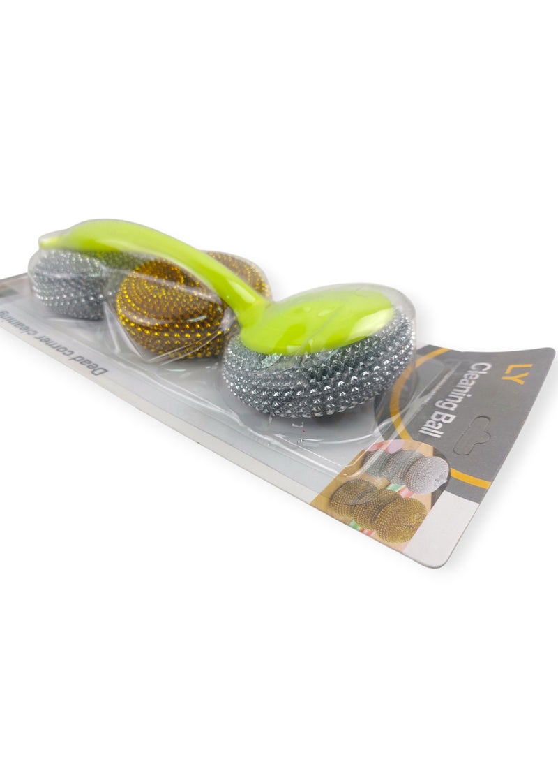 ال واي 3 قطع من ليف تنظيف فولاذي بمقبض بلاستيكي - Image 2