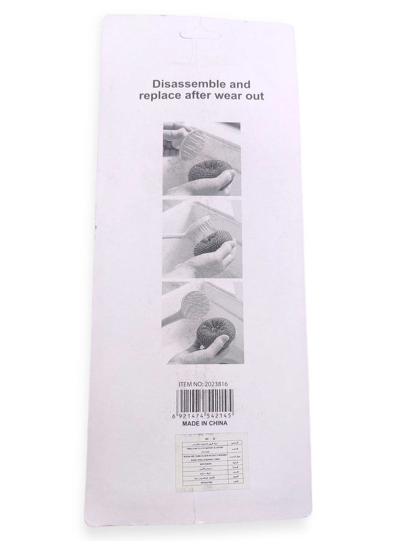 ال واي 3 قطع من ليف تنظيف فولاذي بمقبض بلاستيكي - Image 3