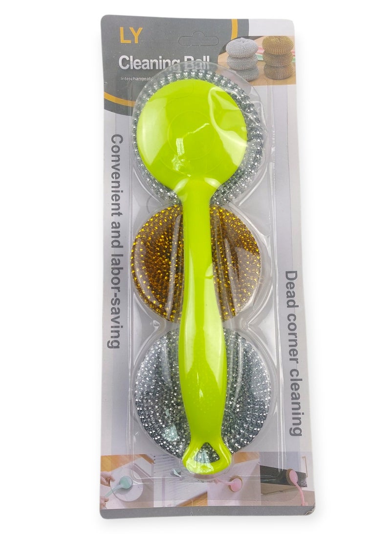 ال واي 3 قطع من ليف تنظيف فولاذي بمقبض بلاستيكي - Image 1