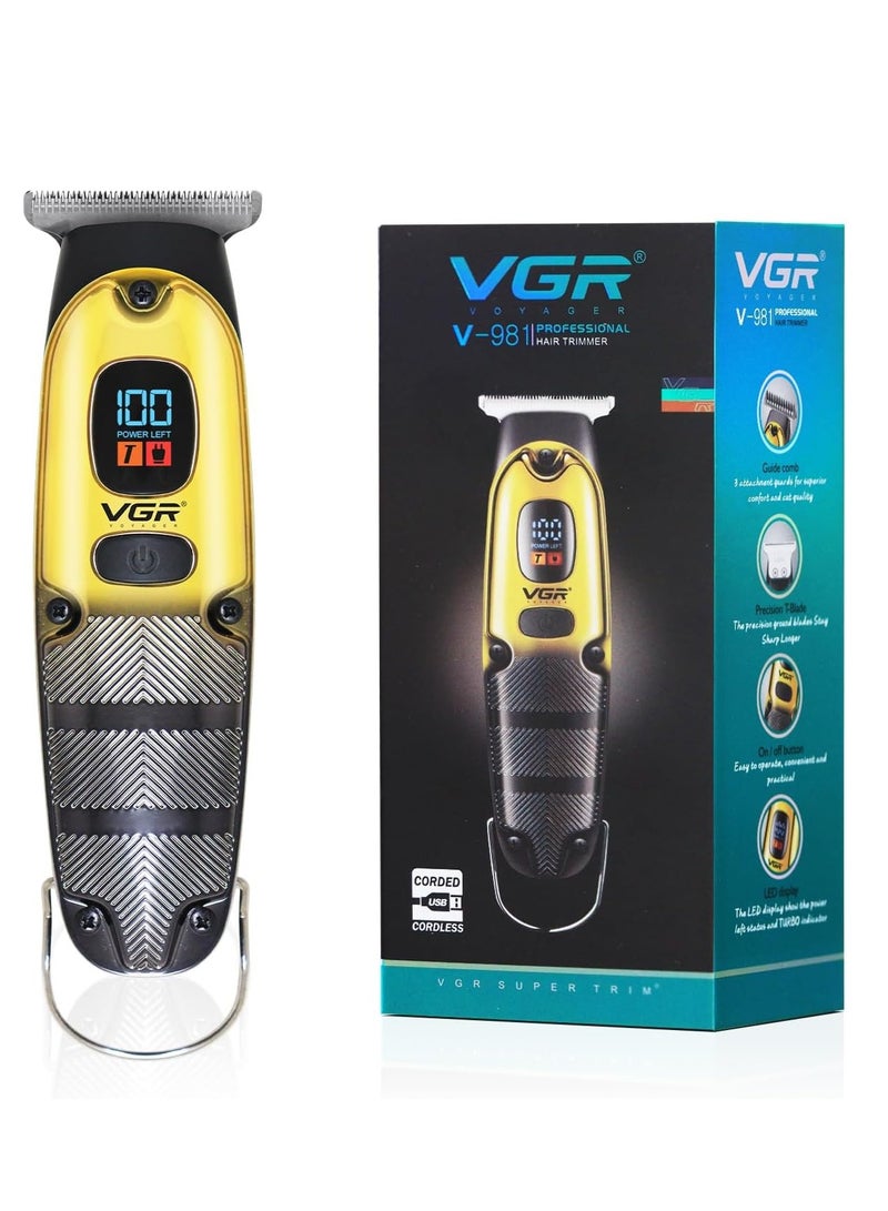 VGR V-981 Professional Hair Clipper Corded & Cordless with LED Display & Turbo Mode Function | Runtime: 150 min Trimmer for Men - Image 1