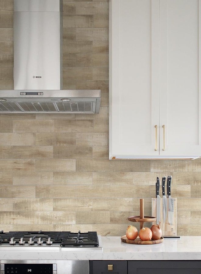 COLAMO 24PCS Wood Textural Peel and Stick Backsplash, Thick Rigid Adhesive Faux Reclaimed Barn Subway Tiles for RV,Kitchen Backsplash,Bathroom,Accent Wall, Self Stick Distressed Wood Plank - Image 3