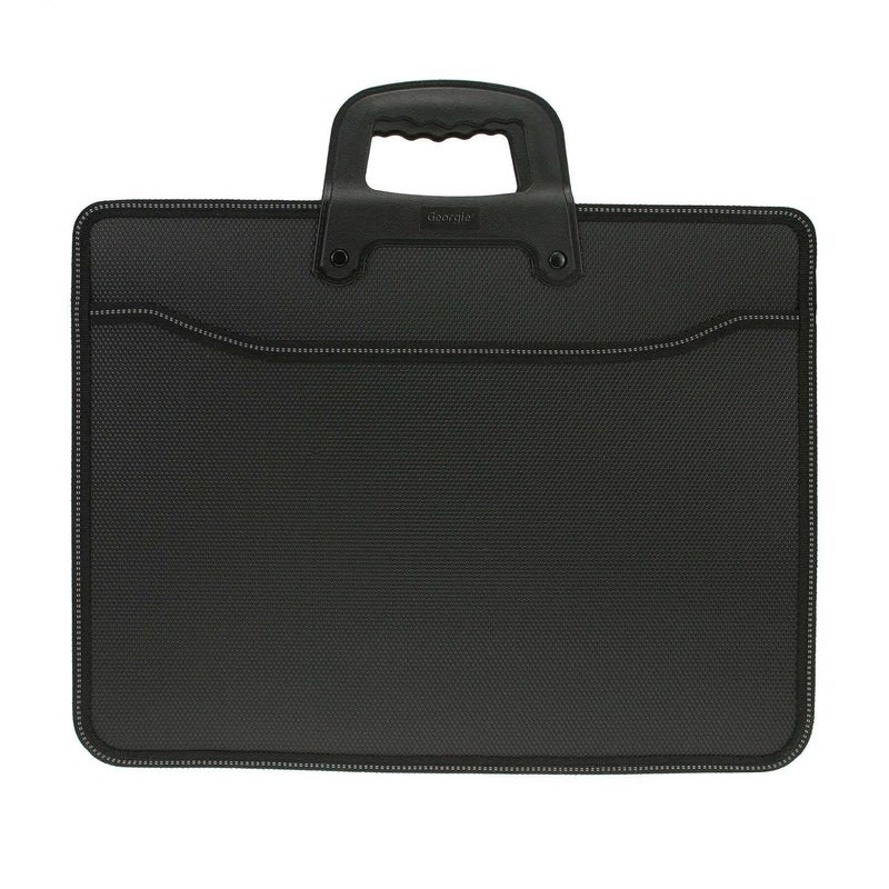 Top Handle Business Briefcase Bag Oxford Fabric Office School Meetting Travel Use File Bills Document Expanding Storage Organizer Holder A4 Size File Folder Carrying Case Handbag (Black HB415)