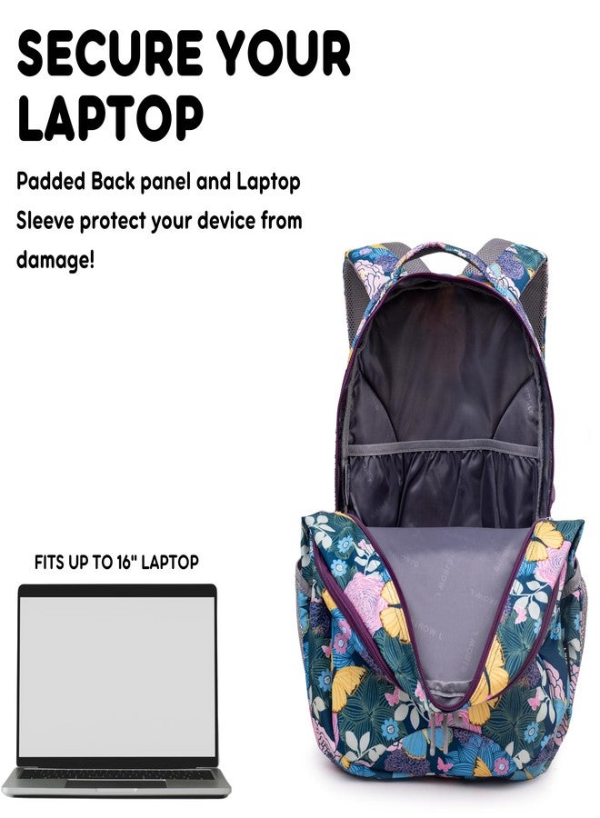 J World New York J World Cornelia Middle School Backpack for Girls. Laptop Bookbag for Women, Secret Garden - Image 3