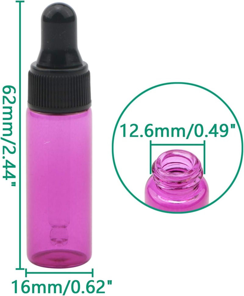Rowiz 30 PCS 5ml Small Dropper Bottles Essential Oil Glass Bottle,Lotion Perfume Sample Vials with Glass Eye Dropper and Black Caps Pink Bottle. (pink) - Image 2