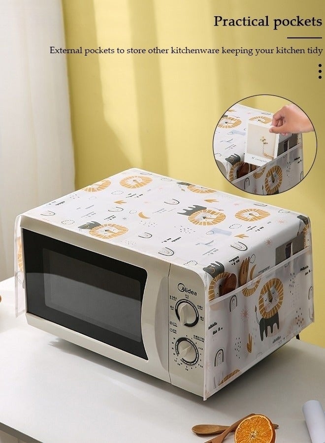 Microwave Oven Dust Cover 85 × 35 cm – Waterproof & Oil-Proof PEVA Microwave Protector with 4 Side Storage Pockets, Multi-Purpose Kitchen Appliance Cover, Foldable Dust Cover Organizer for Microwave, Toaster Oven & Coffee Machine - Image 2