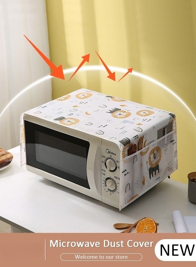 Microwave Oven Dust Cover 85 × 35 cm – Waterproof & Oil-Proof PEVA Microwave Protector with 4 Side Storage Pockets, Multi-Purpose Kitchen Appliance Cover, Foldable Dust Cover Organizer for Microwave, Toaster Oven & Coffee Machine - Image 1