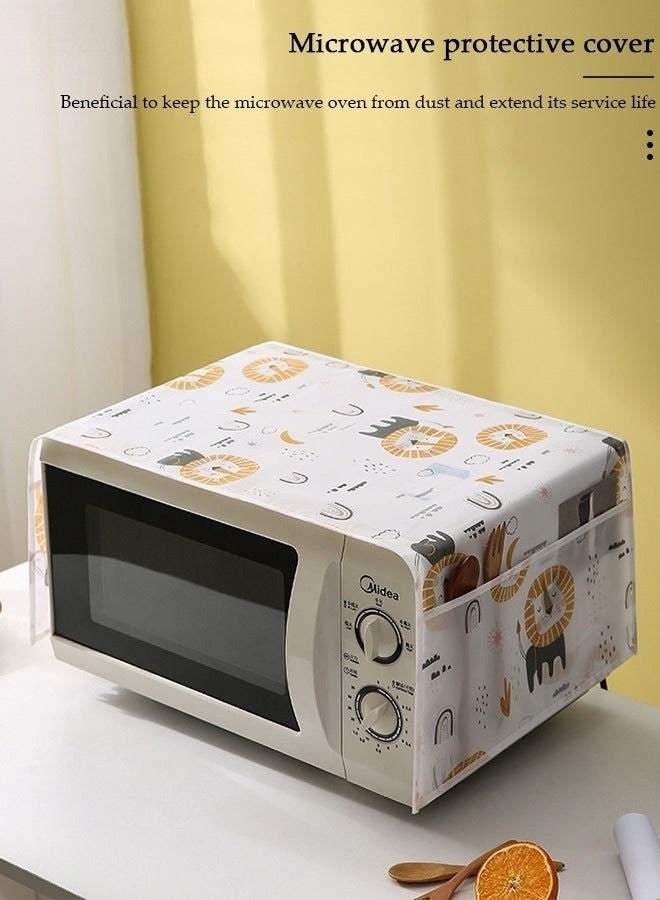 Microwave Oven Dust Cover 85 × 35 cm – Waterproof & Oil-Proof PEVA Microwave Protector with 4 Side Storage Pockets, Multi-Purpose Kitchen Appliance Cover, Foldable Dust Cover Organizer for Microwave, Toaster Oven & Coffee Machine - Image 3