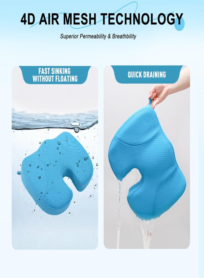 Idle Hippo Hot Tub Booster Seat, 4D Air Mesh Hot Tub Pillow with 6 Powerful Non-Slip Suction Cups, Ergonomic Booster Cushion, Quick Dry Spa Pillow Hot Tub Accessories for Adults Indoor Outdoor (Blue) - Image 3