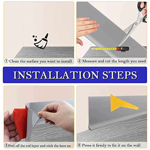 LSGCQ Flexible Baseboard Molding Trim 4 Inch x 60 Feet Self-Adhesive Vinyl Wall Base Peel and Stick Cove Base Rubber Wall Moulding Trim (Gray) - Image 4