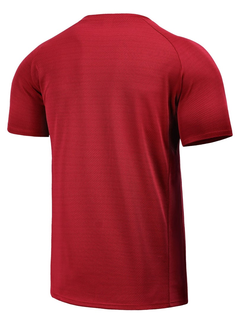Loquat Men Quick Dry Breathable Sports T-Shirt Red  - Image 2