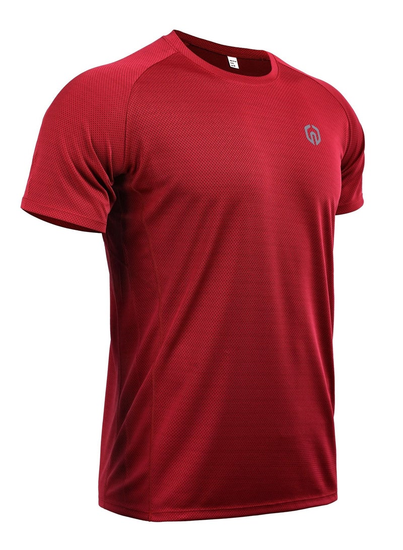 Loquat Men Quick Dry Breathable Sports T-Shirt Red  - Image 1