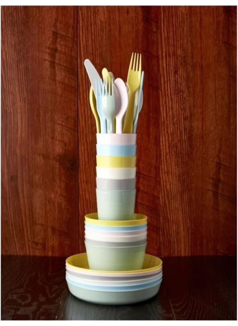 Ikea Plank Cup + Plate + Bowl + Fork Spoon Set of 4