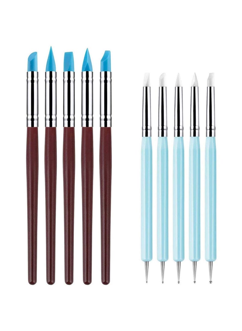 AyeVision 10 PCS Silicone Polymer Clay Sculpting Tool Pen Rubber Tip Color Shaping Wipe Out Carving Pen Brush Modeling Dotting Tool Pottery Craft 
