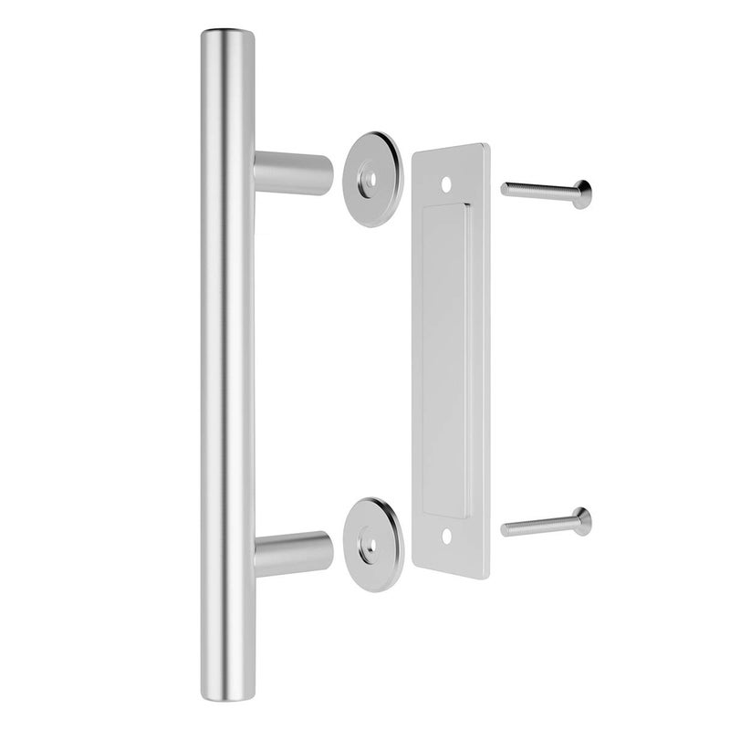 Smartstandard 12 "" مقابض باب الحظيرة 2PCS انزلاق باب الحظيرة مقبض سحب الفولاذ المقاوم للصدأ الثقيلة تصميم ريفي كبير على الجانبين للبوابات الكراجات حظائر الأثاث جولة - Image 3