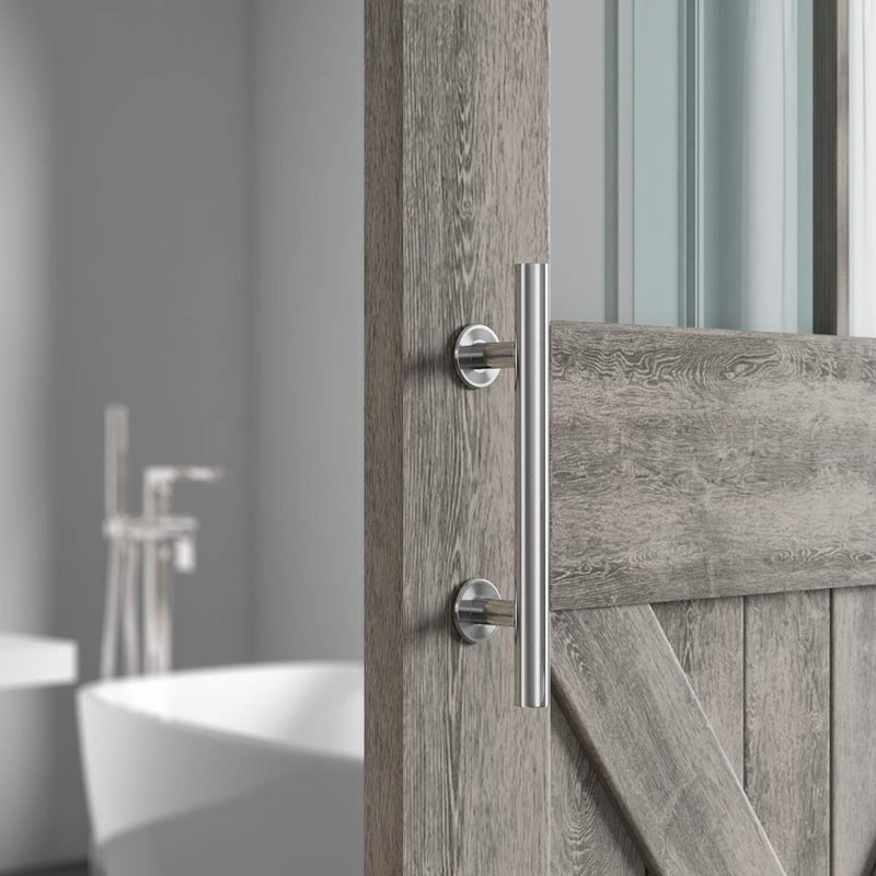 Smartstandard 12 "" مقابض باب الحظيرة 2PCS انزلاق باب الحظيرة مقبض سحب الفولاذ المقاوم للصدأ الثقيلة تصميم ريفي كبير على الجانبين للبوابات الكراجات حظائر الأثاث جولة - Image 4