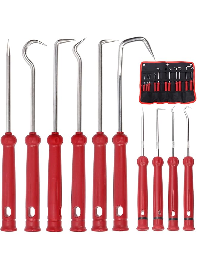 Swpeet 12Pcs Hose Removal Hook With Tool Bag Kit, Pick And Hook Set, Removal Tool, Oil Seal Puller, Car Hook, O-Ring Hook, Vacuum Hoses Trim, Joint Ring Removal, Gasket Tool Set, Precision Hook Set  - Image 1