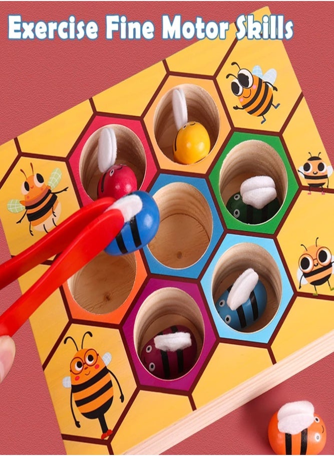 BELLSBERRY Bees Color Matching Game for Kids – Hive Sorting & Counting Educational Toy with 7 Bees, Clip & Base Plate - Image 4