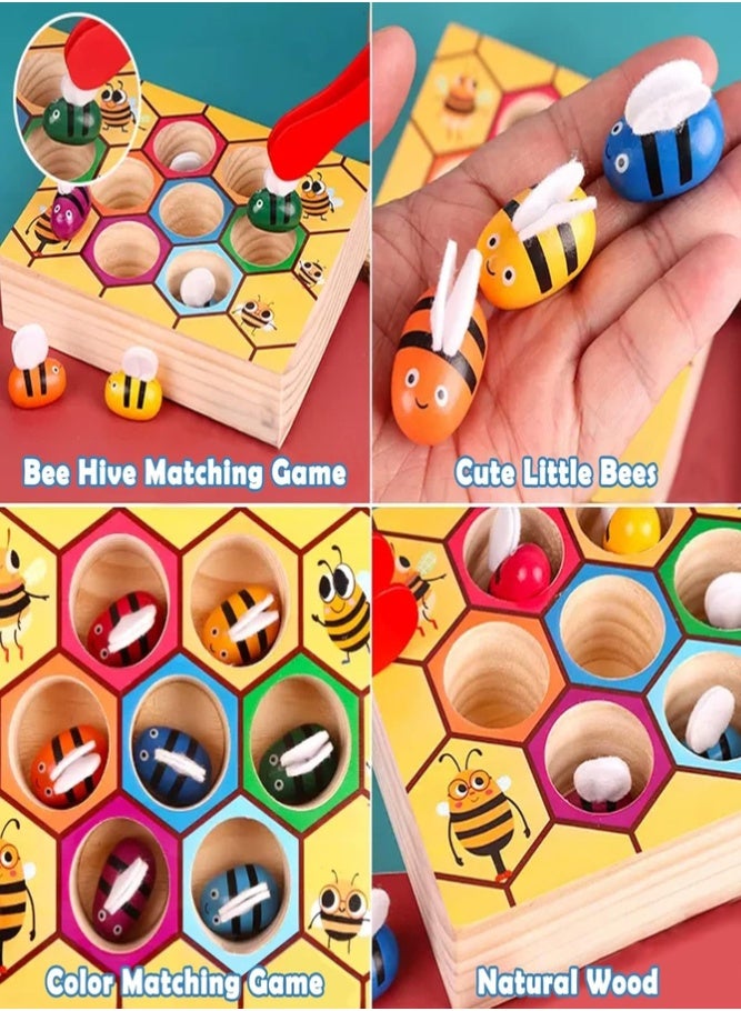 BELLSBERRY Bees Color Matching Game for Kids – Hive Sorting & Counting Educational Toy with 7 Bees, Clip & Base Plate - Image 5