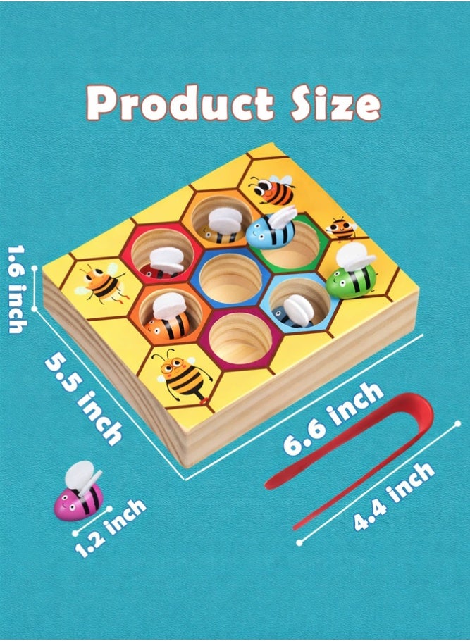 BELLSBERRY Bees Color Matching Game for Kids – Hive Sorting & Counting Educational Toy with 7 Bees, Clip & Base Plate - Image 2