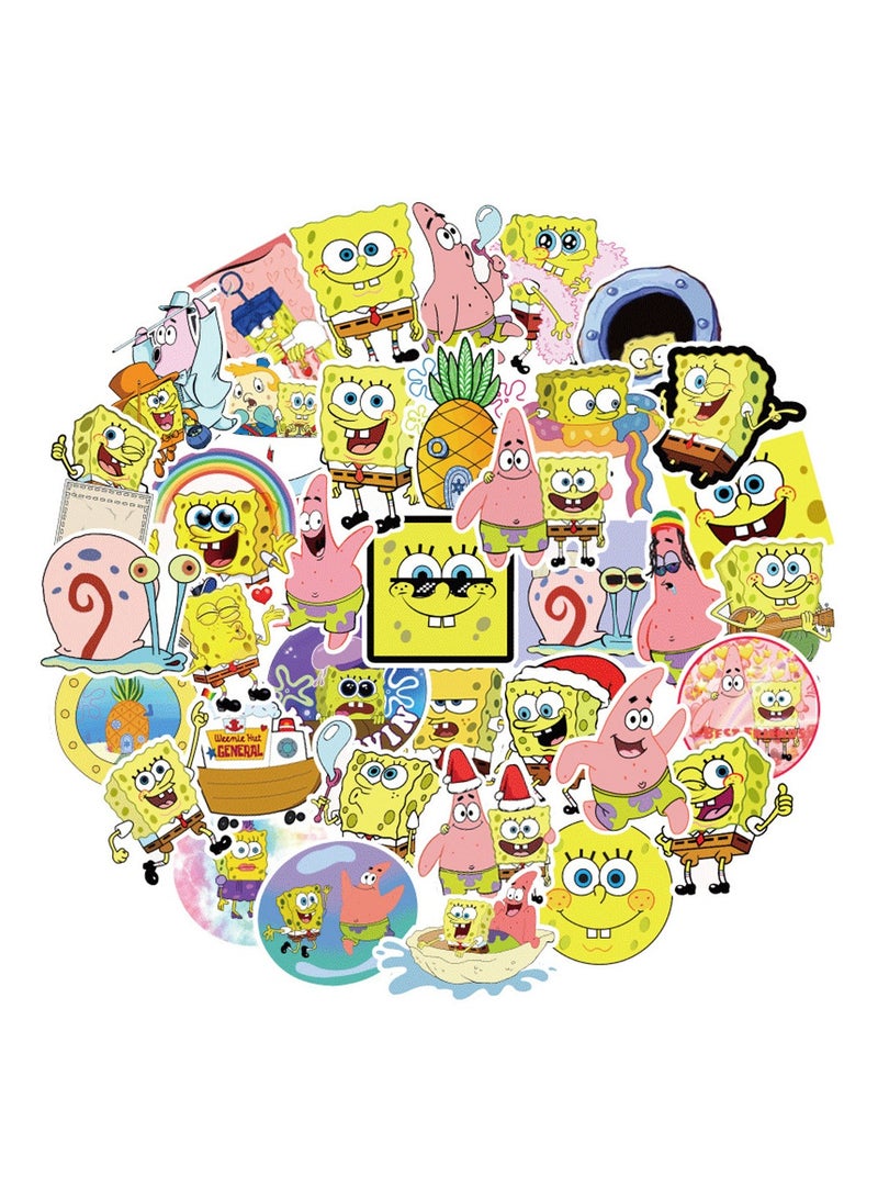 50-Piece SpongeBob SquarePants Stickers Waterproof Cartoon Vinyl Stickers for Kids - Image 2