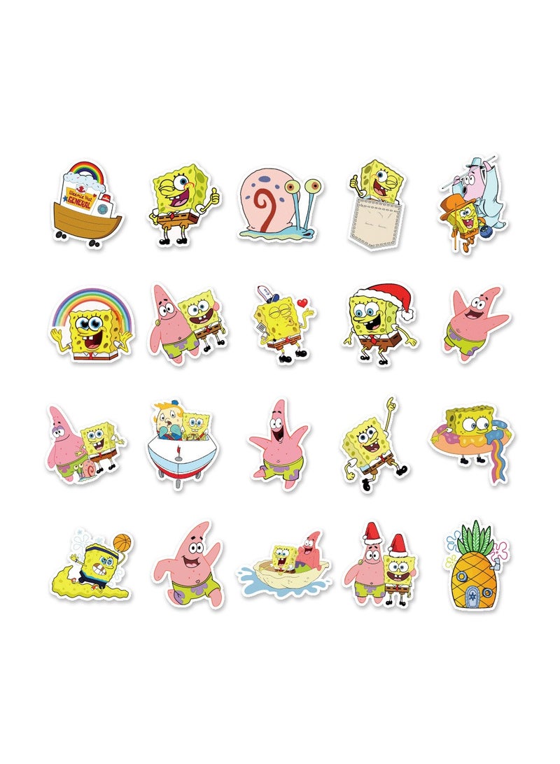 50-Piece SpongeBob SquarePants Stickers Waterproof Cartoon Vinyl Stickers for Kids - Image 3