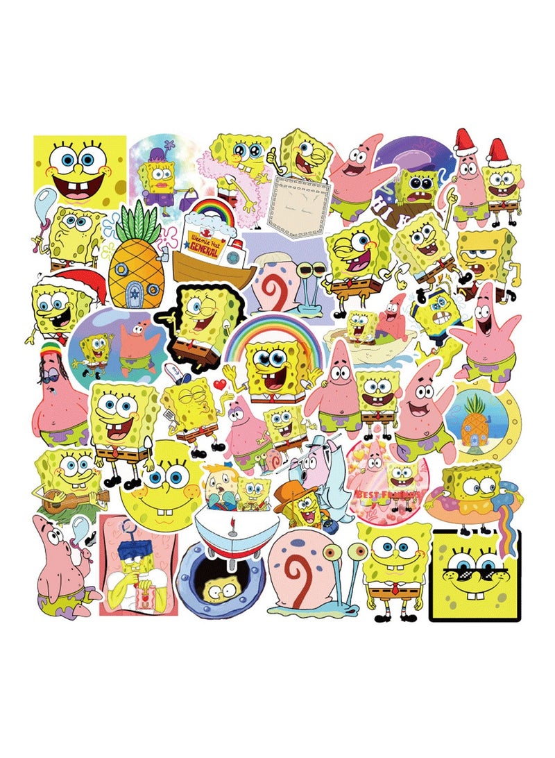 50-Piece SpongeBob SquarePants Stickers Waterproof Cartoon Vinyl Stickers for Kids - Image 1