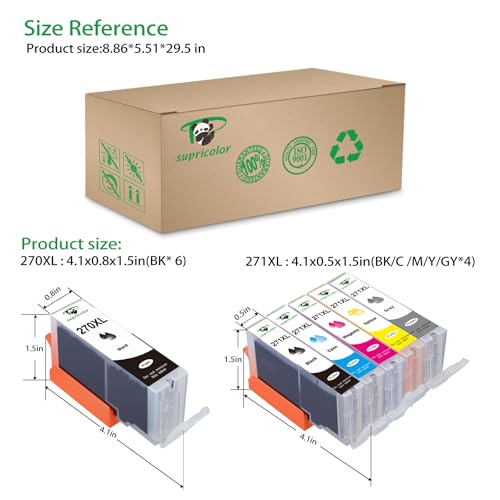 Supricolor Compatible PGI-270XL CLI-271XL Ink Cartridges, Replacement 270 271 Ink Cartridge for Use with Pixma MG7720 TS8020 TS9020 Printers - 3 Sets + 3 PGBK W/Gray (6PGBK 3Bk 3C 3M 3Y 3GY) - Image 3