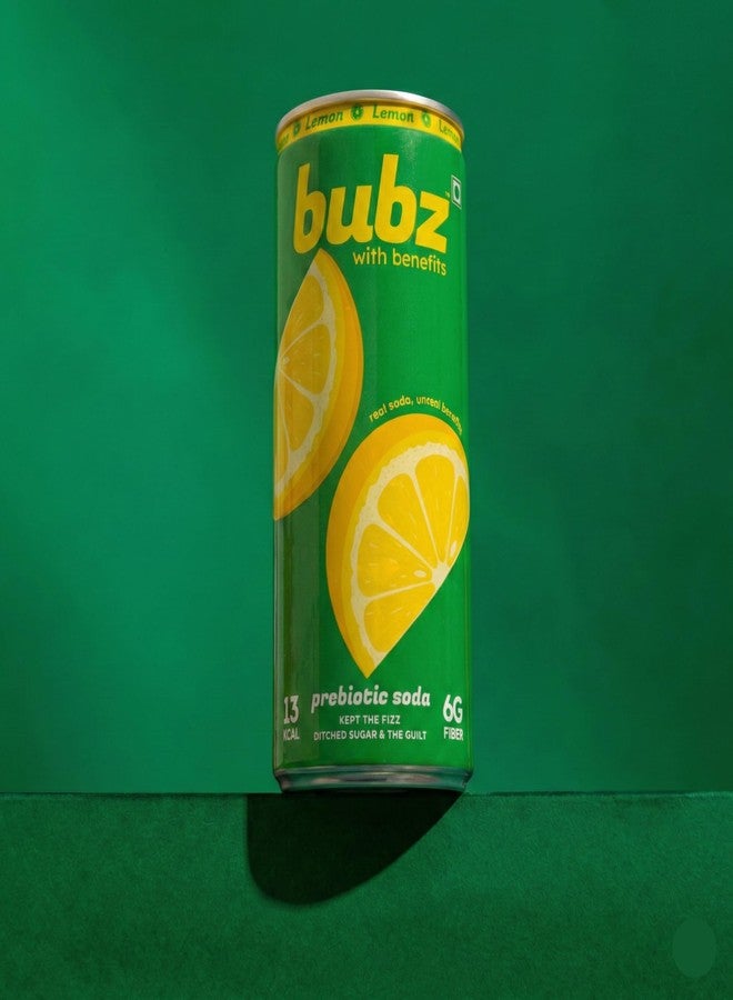 Bubz Lemon Prebiotic Soda | 6g Prebiotic Fiber | 0g Added Sugar | Naturally Sweetened by Monk Fruit | 13 Kcal per can only | Pack of 6 (250ml) - Image 4