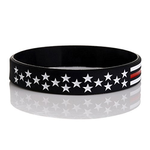 Sainstone MedusaX "Power of Faith USA Thin Red Line American Flag Bracelet Silicone Rubber Wristbands Americanism Partriotic Spirit Sports (Unisex) - Image 4