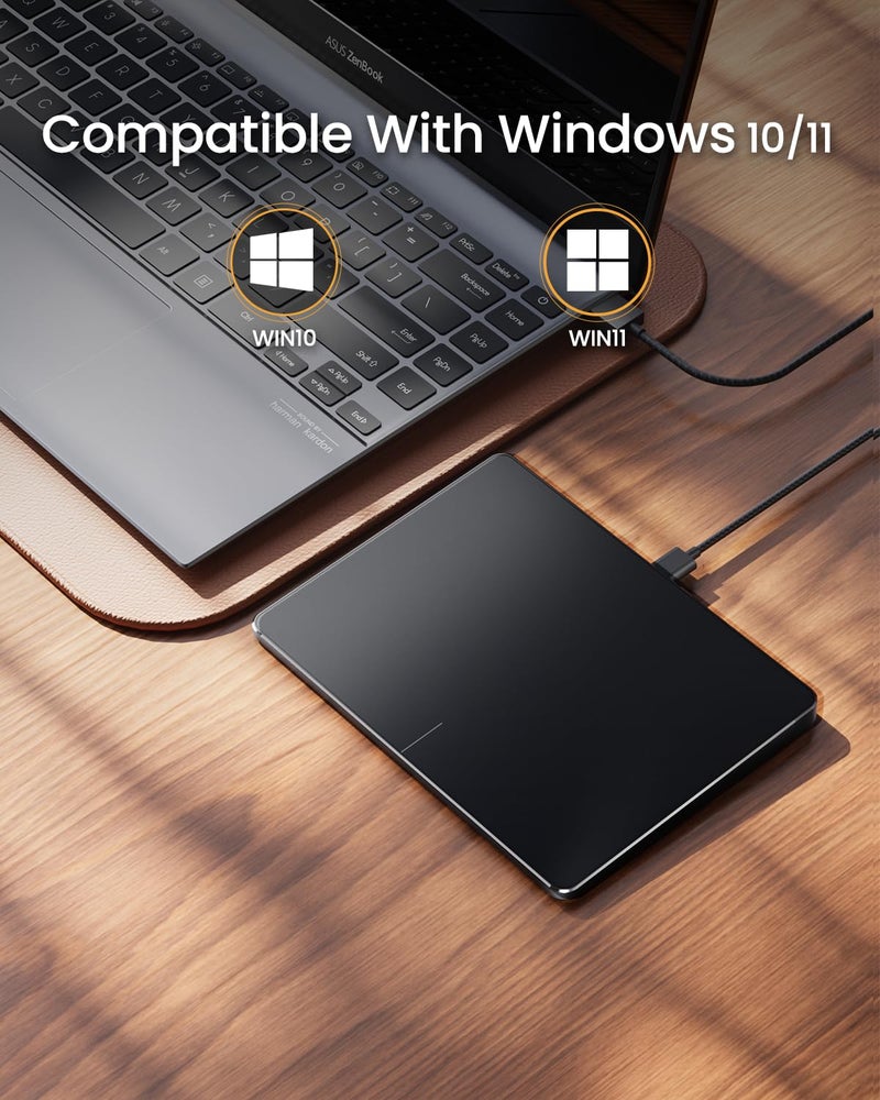 ProtoArc Wired USB Trackpad for Windows 10/11, Large High-Precision T1 Wired Trackpad Mouse with Multi-Gesture, Ultra Slim Portable Aluminum Touchpad Mouse for Computer/Desktop/Laptop, Black - Image 2