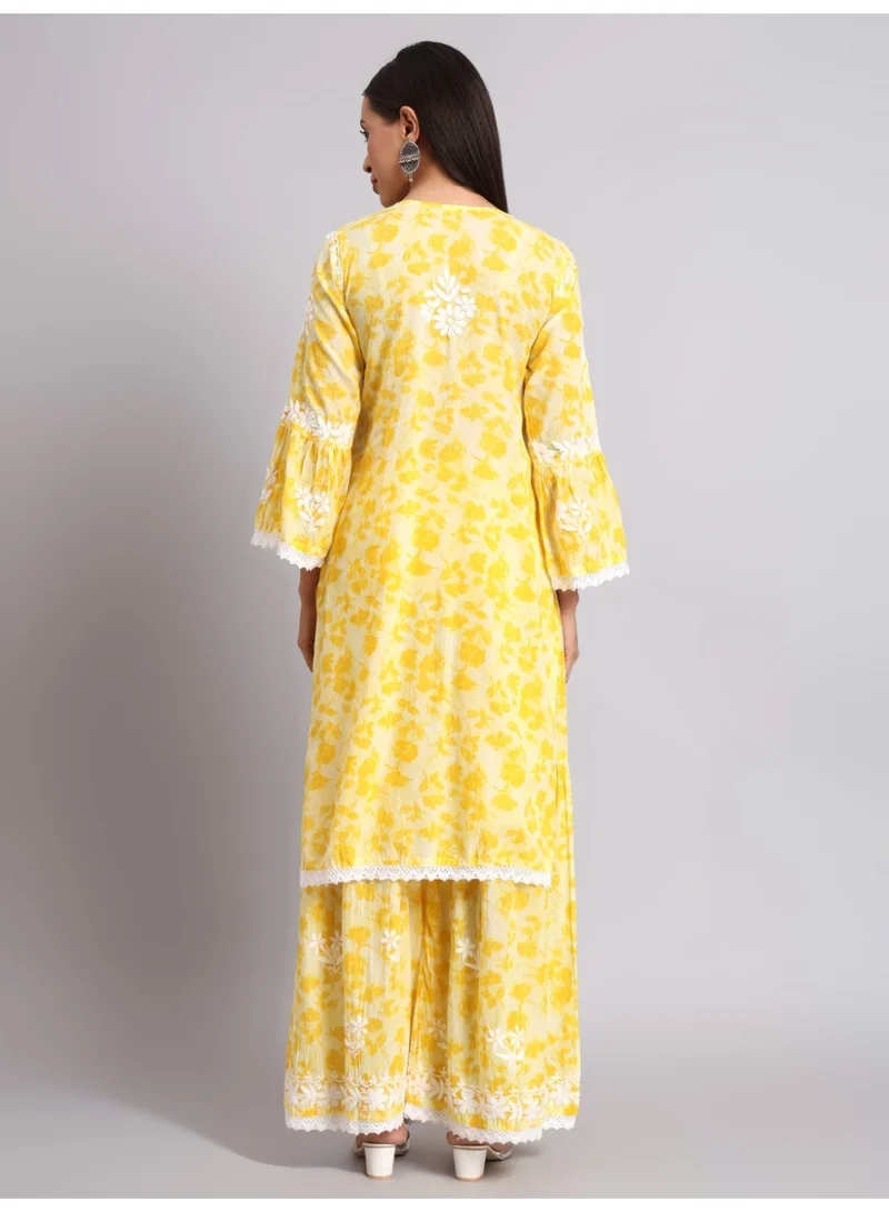 الايا مجموعة كورتا قطن شيكانكاري مطرزة يدويًا للنساء-AL4099KS