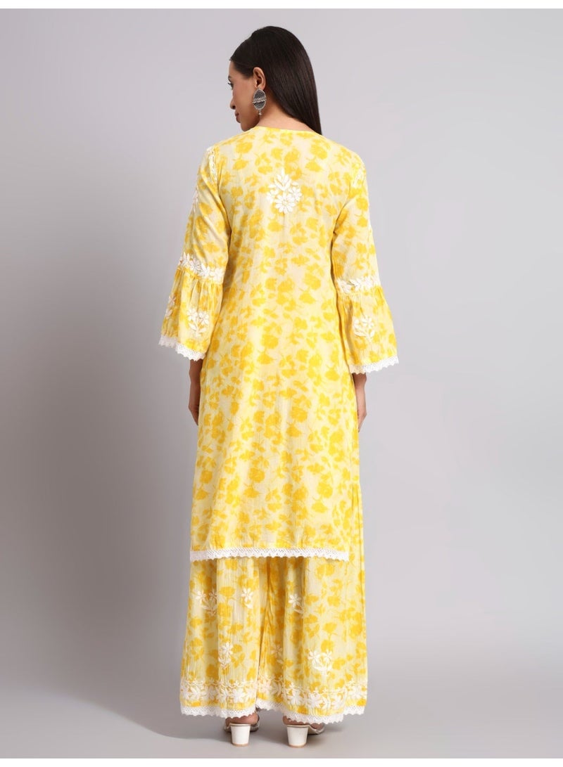 الايا مجموعة كورتا قطن شيكانكاري مطرزة يدويًا للنساء-AL4099KS - Image 2