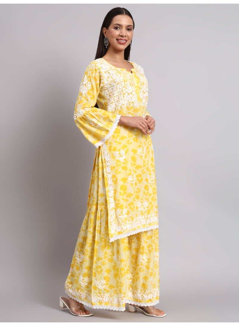 الايا مجموعة كورتا قطن شيكانكاري مطرزة يدويًا للنساء-AL4099KS - Image 3