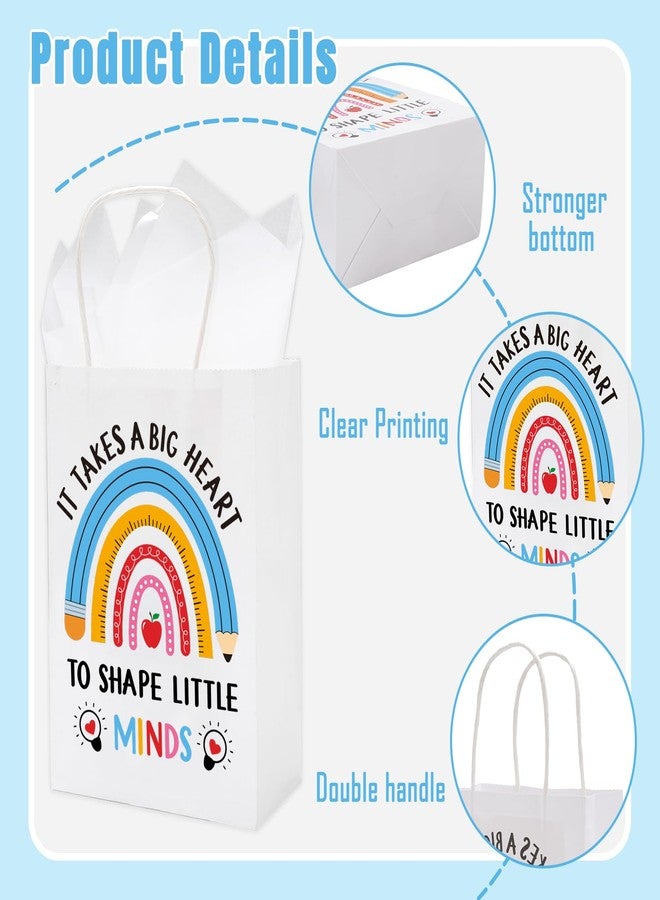 وولاين مجموعة Whaline من 24 كيسًا ورقيًا كرافتًا لتقدير المعلمين، مع 30 ورقة مناديل ورقية، أكياس هدايا للمعلمين بمقابض، أكياس حلوى وهدايا ليوم المعلم، لوازم حفلات العودة إلى المدرسة - Image 3