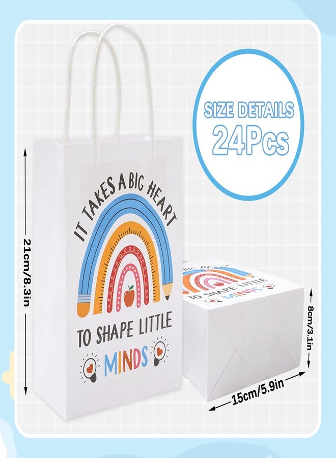 وولاين مجموعة Whaline من 24 كيسًا ورقيًا كرافتًا لتقدير المعلمين، مع 30 ورقة مناديل ورقية، أكياس هدايا للمعلمين بمقابض، أكياس حلوى وهدايا ليوم المعلم، لوازم حفلات العودة إلى المدرسة - Image 2