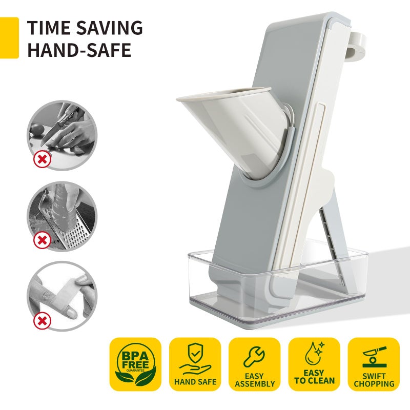 iETH Safe Mandoline Slicer for Kitchen, 4-In-1 Chopper Vegetable Cutter, Mandolin Julienne Slicers for Fruits and Vegetables, Potato Cutter for Fries, Kitchen Gadgets and House Essentials - Image 4