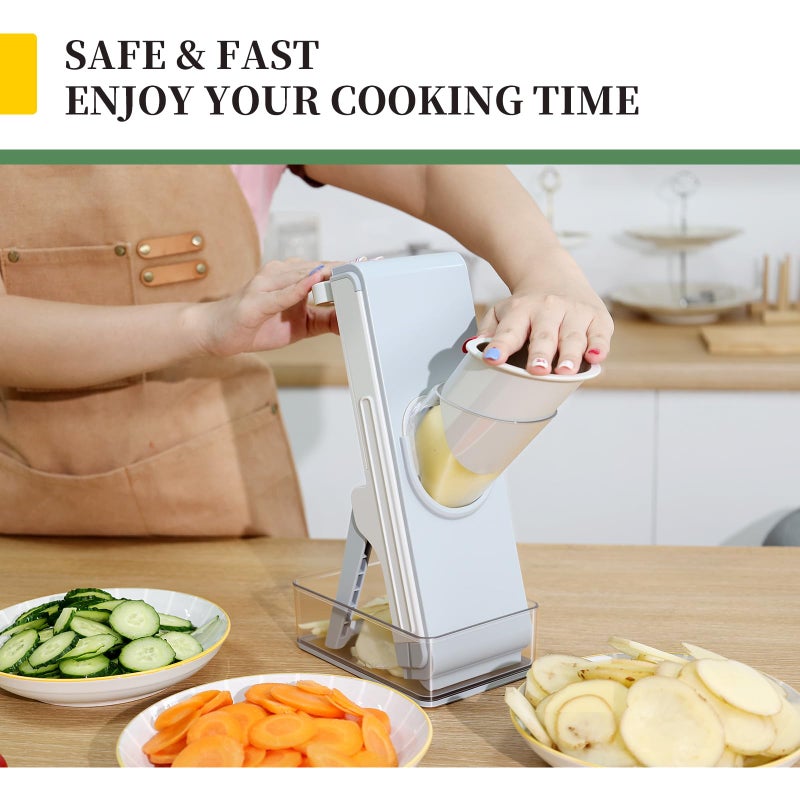 iETH Safe Mandoline Slicer for Kitchen, 4-In-1 Chopper Vegetable Cutter, Mandolin Julienne Slicers for Fruits and Vegetables, Potato Cutter for Fries, Kitchen Gadgets and House Essentials - Image 2
