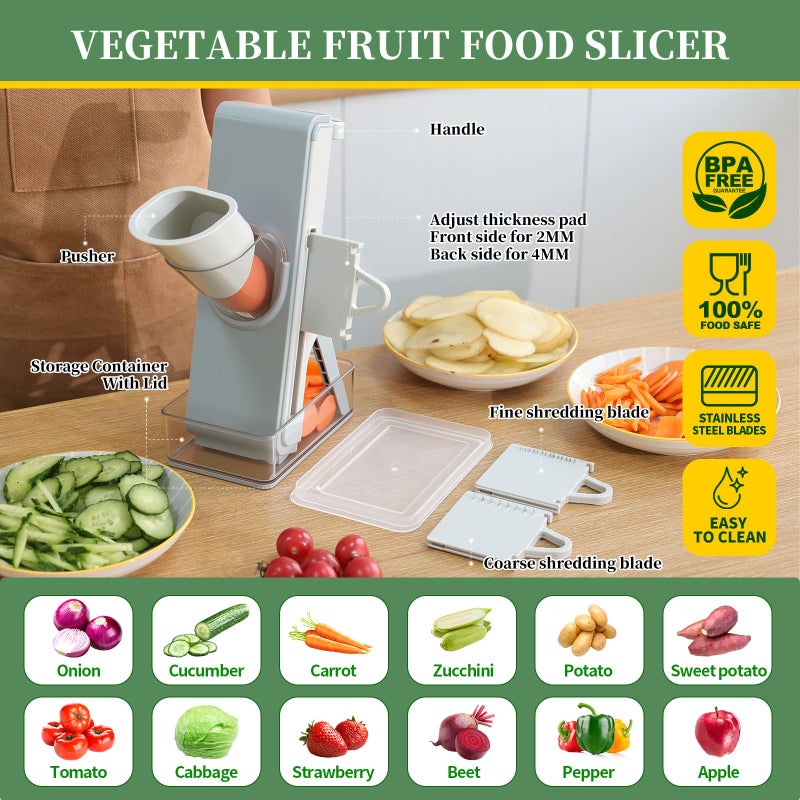 iETH Safe Mandoline Slicer for Kitchen, 4-In-1 Chopper Vegetable Cutter, Mandolin Julienne Slicers for Fruits and Vegetables, Potato Cutter for Fries, Kitchen Gadgets and House Essentials - Image 3
